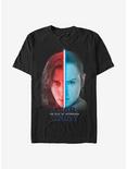Star Wars: The Rise Of Skywalker Split Face Rey And Kylo T-Shirt, BLACK, hi-res