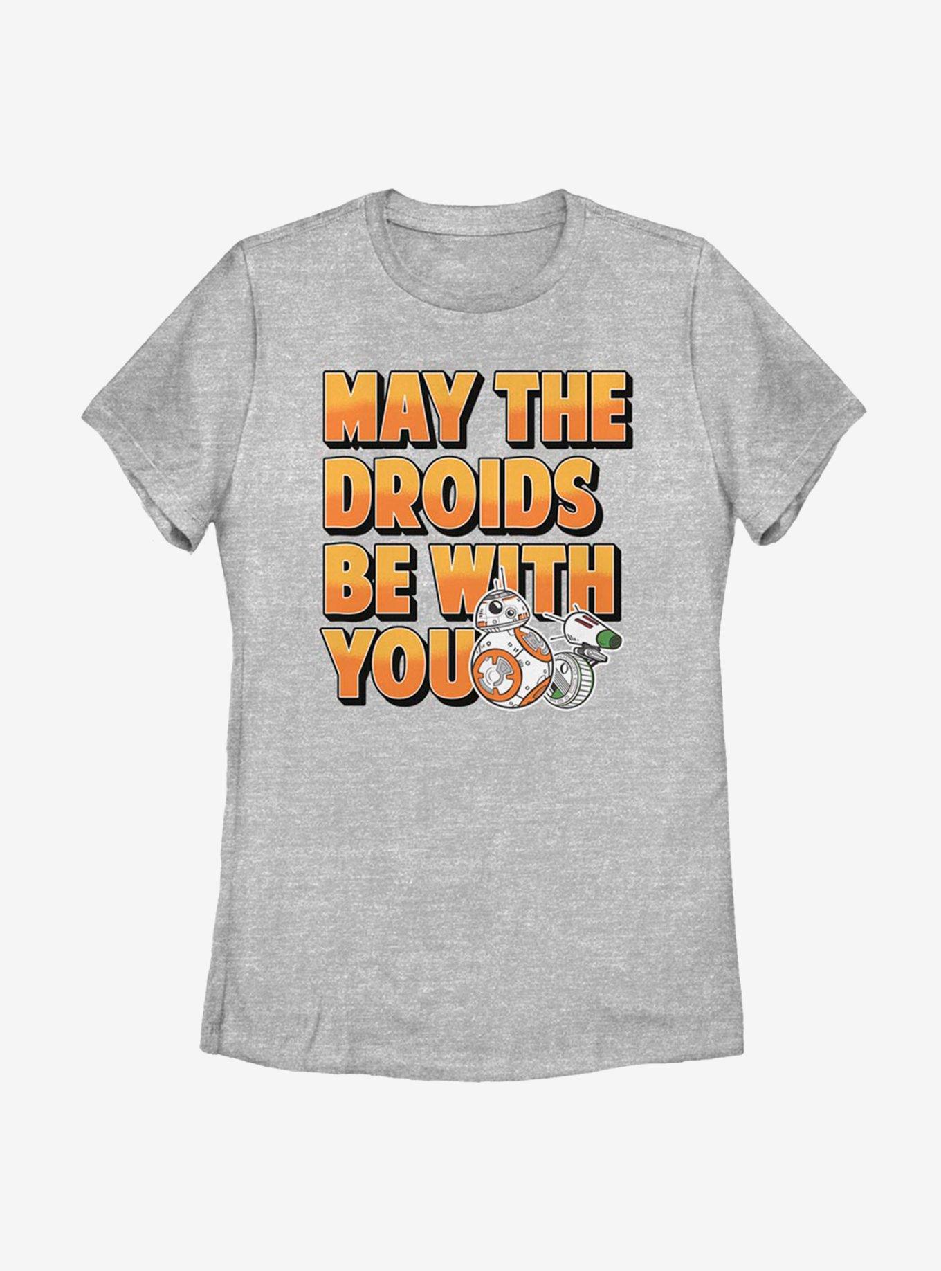 Star Wars: The Rise Of Skywalker May The Droids Be With You Womens T-Shirt, ATH HTR, hi-res