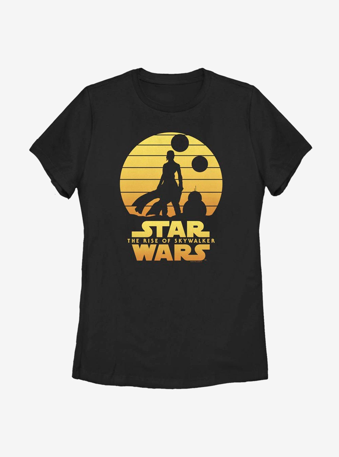 Star Wars: The Rise Of Skywalker Rey BB-8 Sunset Womens T-Shirt, BLACK, hi-res