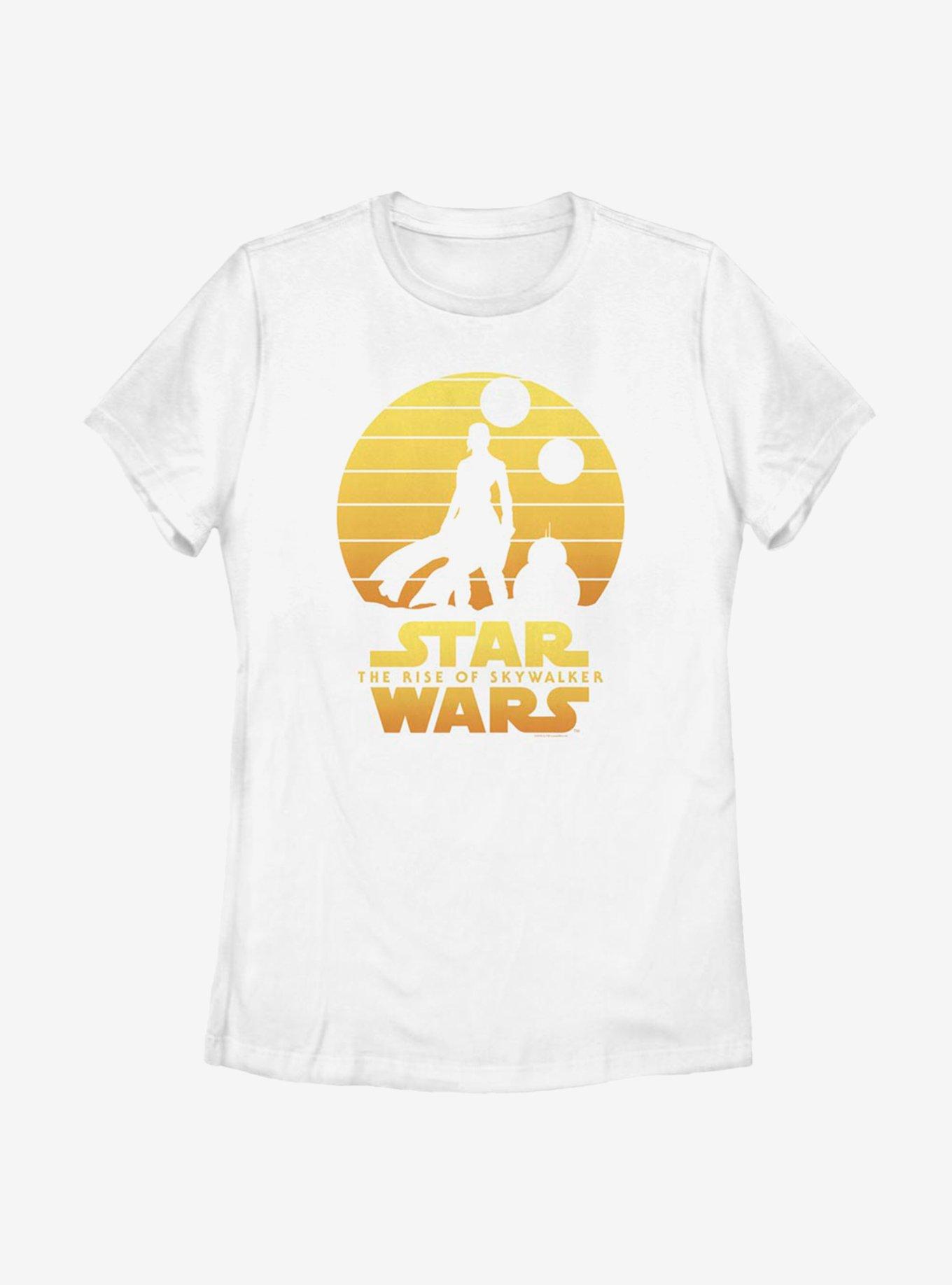 Star Wars: The Rise Of Skywalker Rey BB-8 Sunset Womens T-Shirt, WHITE, hi-res