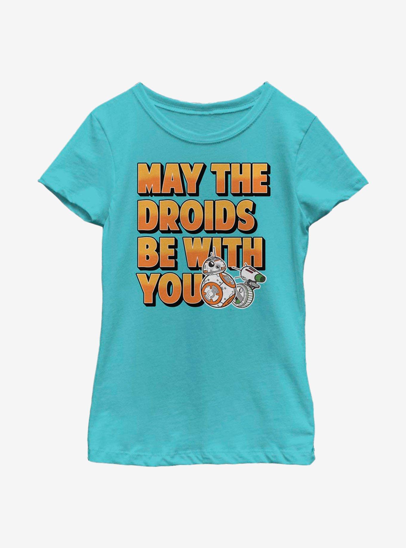 Star Wars: The Rise Of Skywalker May The Droids Be With You Youth Girls T-Shirt, TAHI BLUE, hi-res