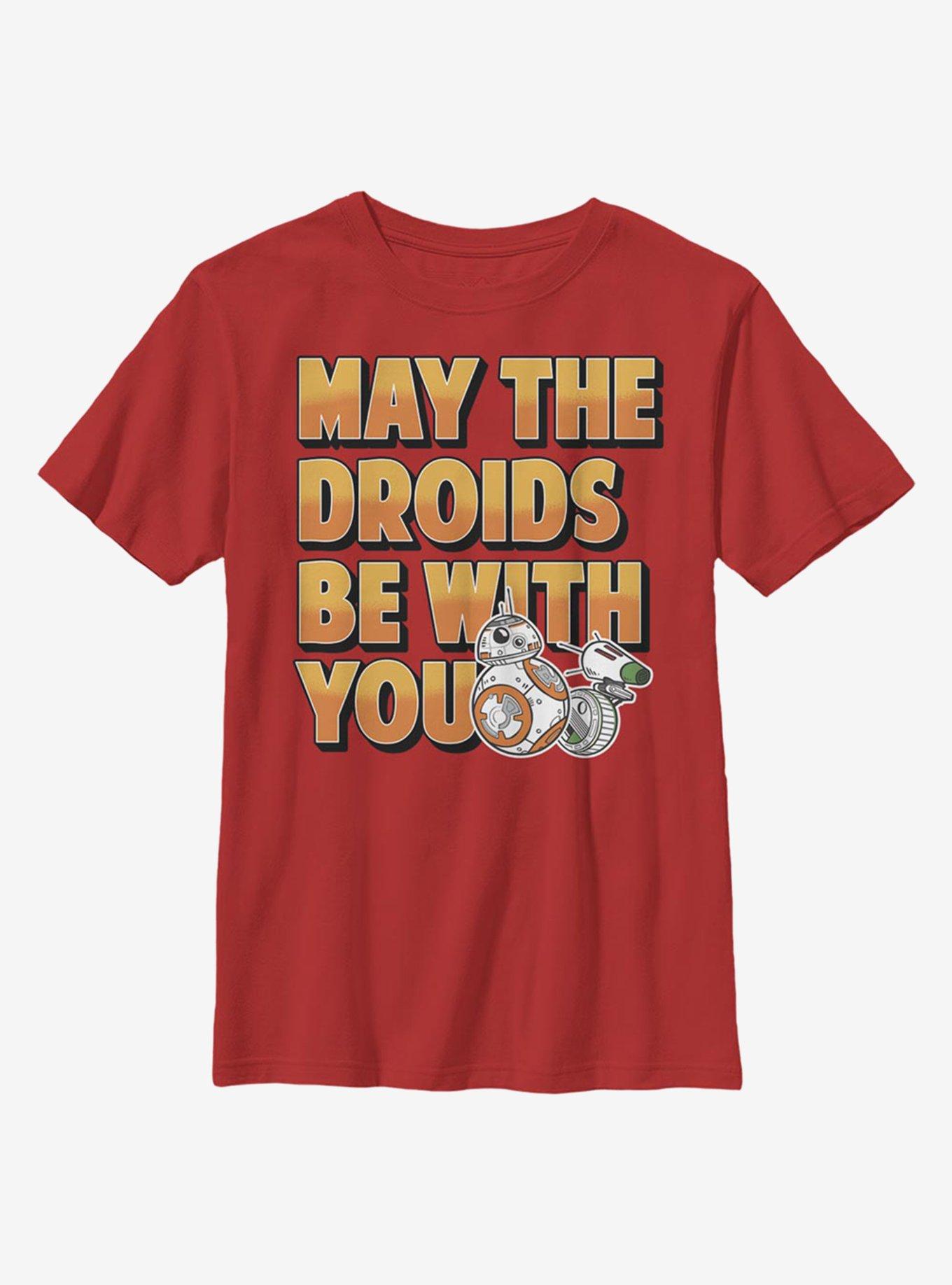 Star Wars: The Rise Of Skywalker May The Droids Be With You Youth T-Shirt, RED, hi-res