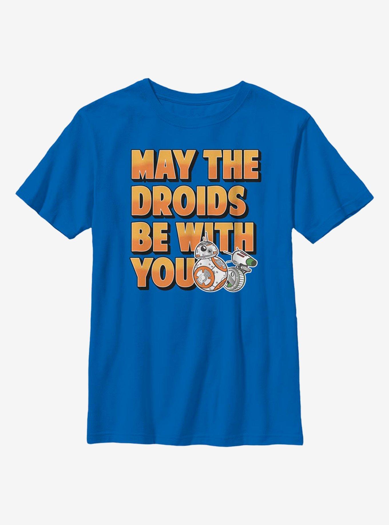 Star Wars: The Rise Of Skywalker May The Droids Be With You Youth T-Shirt, ROYAL, hi-res