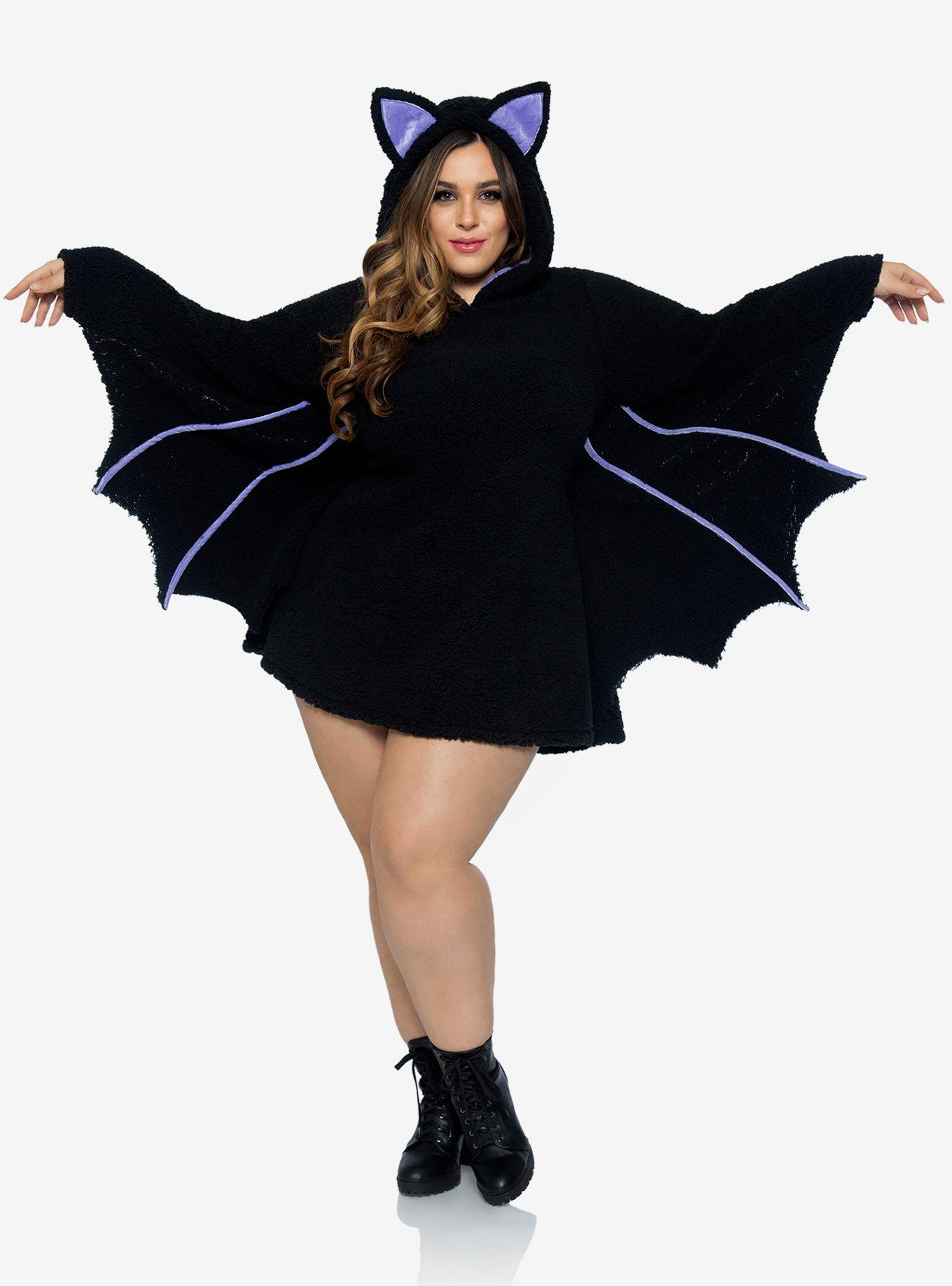 Cozy Moonlight Bat Dress Plus Size, BLACK, hi-res