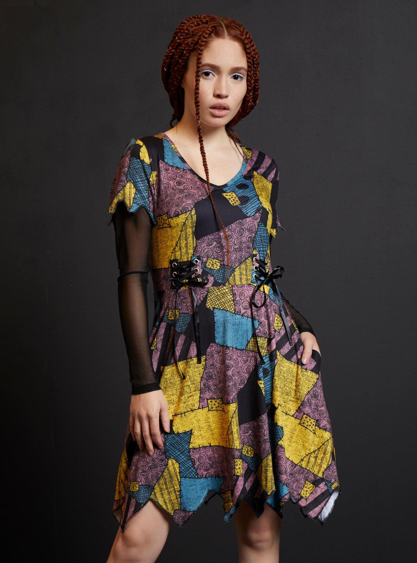 The Nightmare Before Christmas Sally Mesh Long-Sleeve Dress, MULTI, hi-res