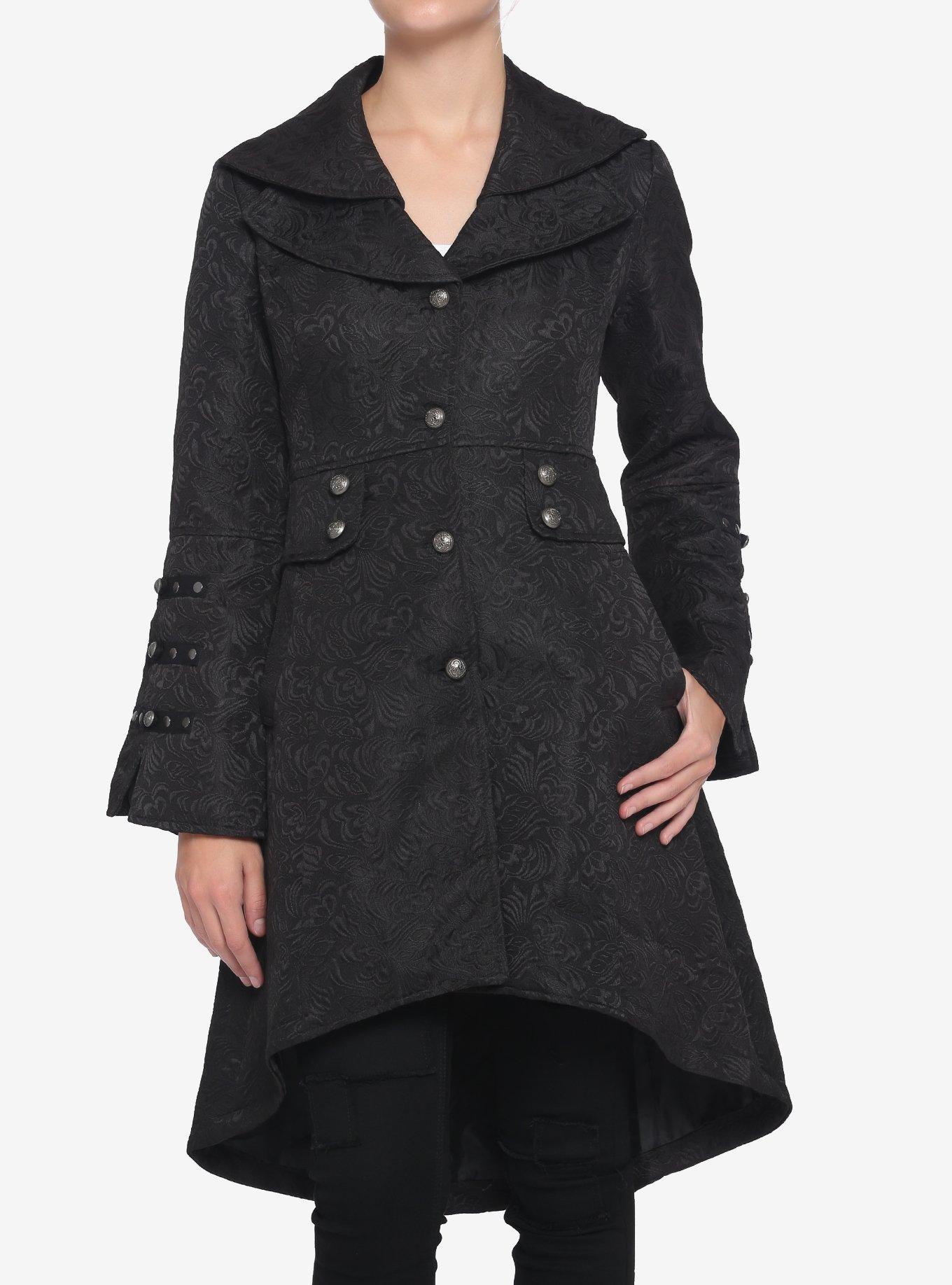 Black Brocade Coat, BLACK, hi-res