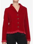 Red Velvet Laced Button-Up Jacket, RED, hi-res