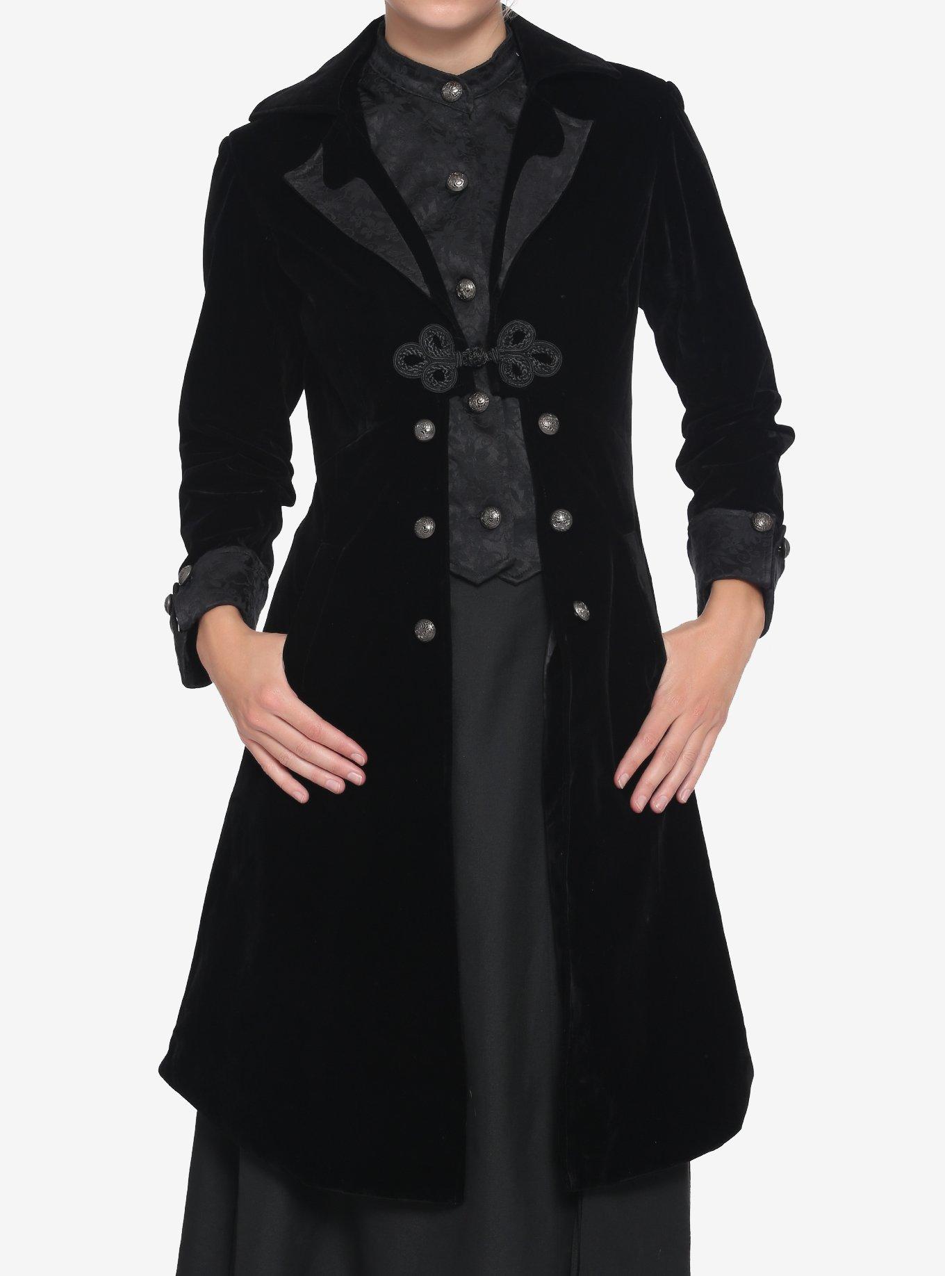 ORCHIDBLOOM Velvet Brocade Trim Coat