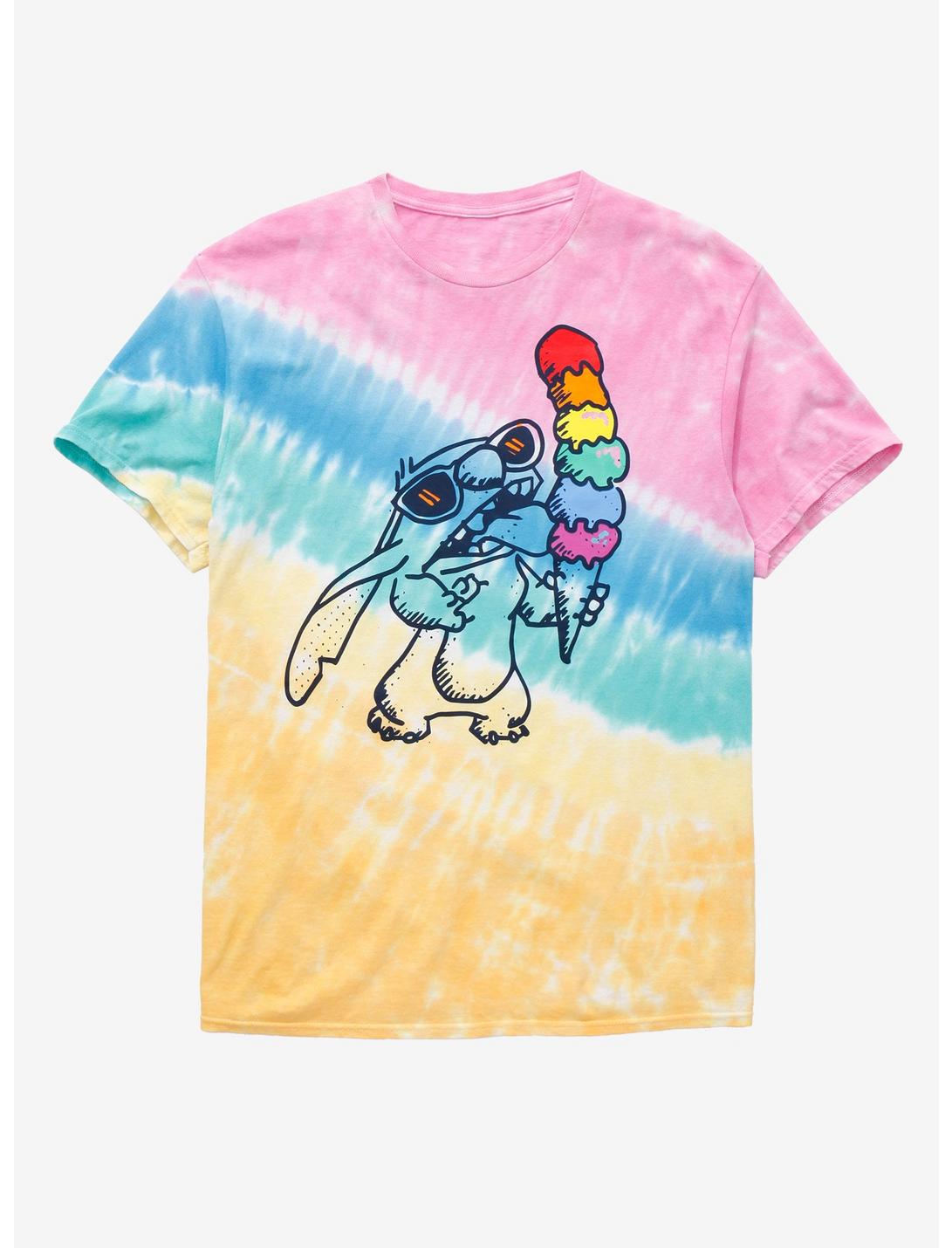 Disney Pride Lilo & Stitch Stitch with Ice Cream Tie-Dye T-Shirt - BoxLunch Exclusive, MULTI, hi-res