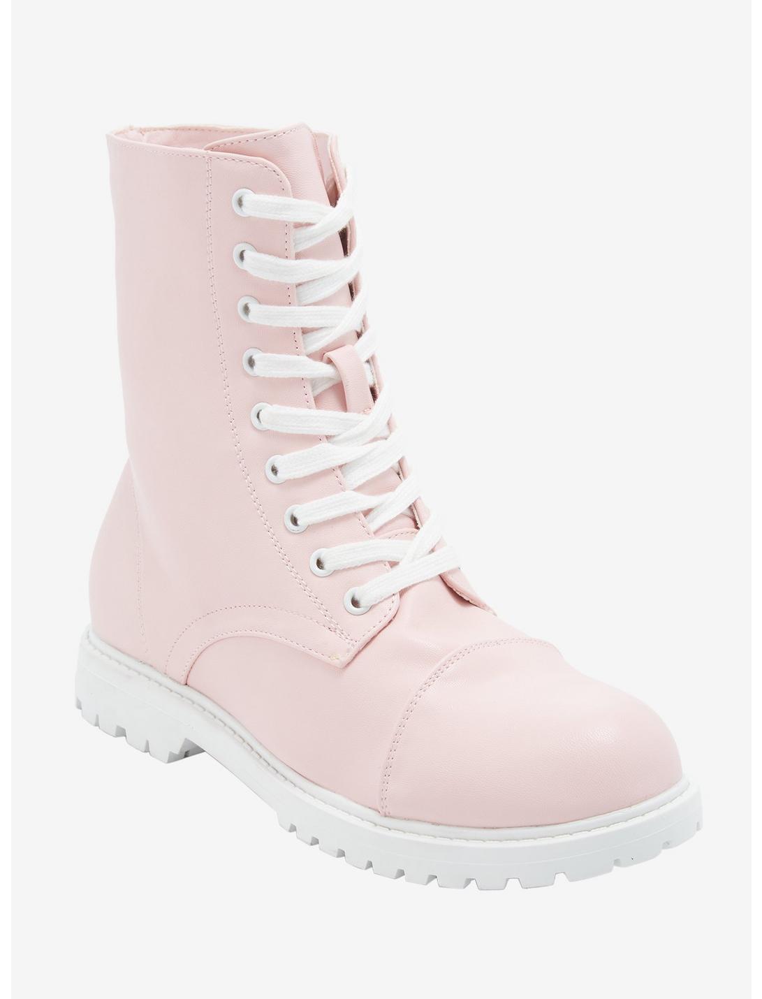 Pastel Pink Wide Width Combat Boots, MULTI, hi-res