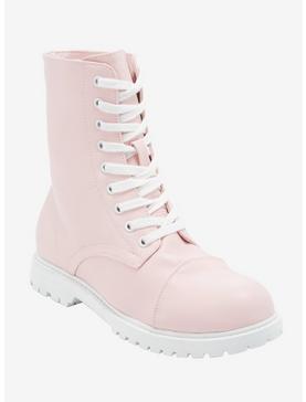 Pastel Pink Wide Width Combat Boots, , hi-res