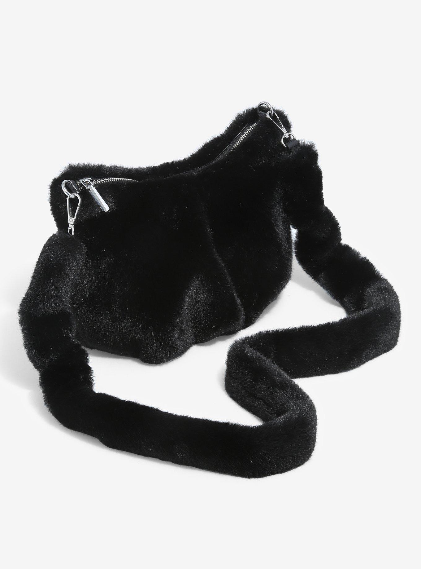 Black Fuzzy Crossbody Bag Hot Topic