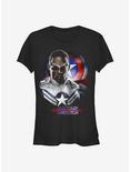 Marvel The Falcon And The Winter Soldier Captain America Sam Wilson Pose Girls T-Shirt, BLACK, hi-res