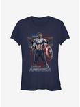 Marvel The Falcon And The Winter Soldier Sam Captain America Pose Girls T-Shirt, NAVY, hi-res