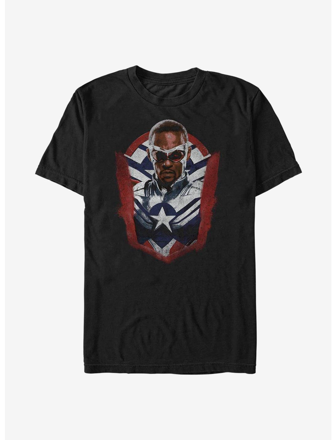 Marvel The Falcon And The Winter Soldier Sam Wilson Captain America Portrait T-Shirt, BLACK, hi-res