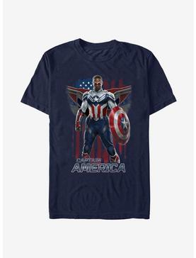Marvel The Falcon And The Winter Soldier Sam Wilson Captain America Falcon Pose T-Shirt, NAVY, hi-res