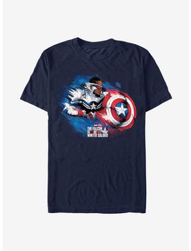 Marvel The Falcon And The Winter Soldier Shield Sam Wilson Captain America Shield T-Shirt, NAVY, hi-res