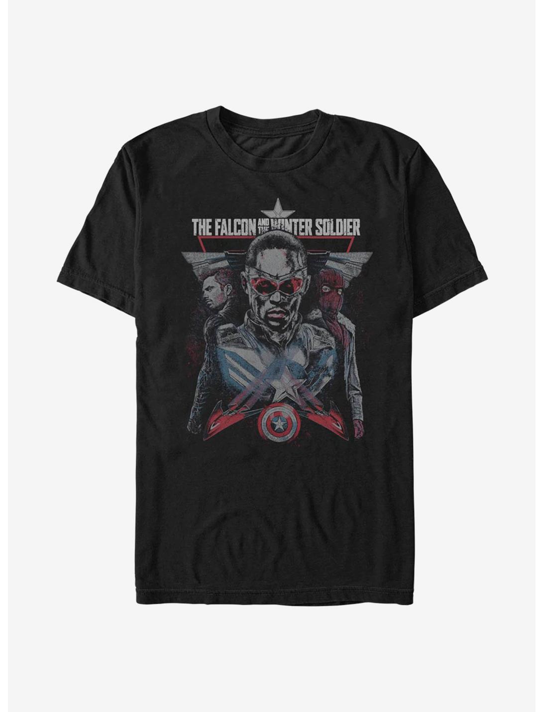 Marvel The Falcon And The Winter Soldier The Characters T-Shirt, BLACK, hi-res