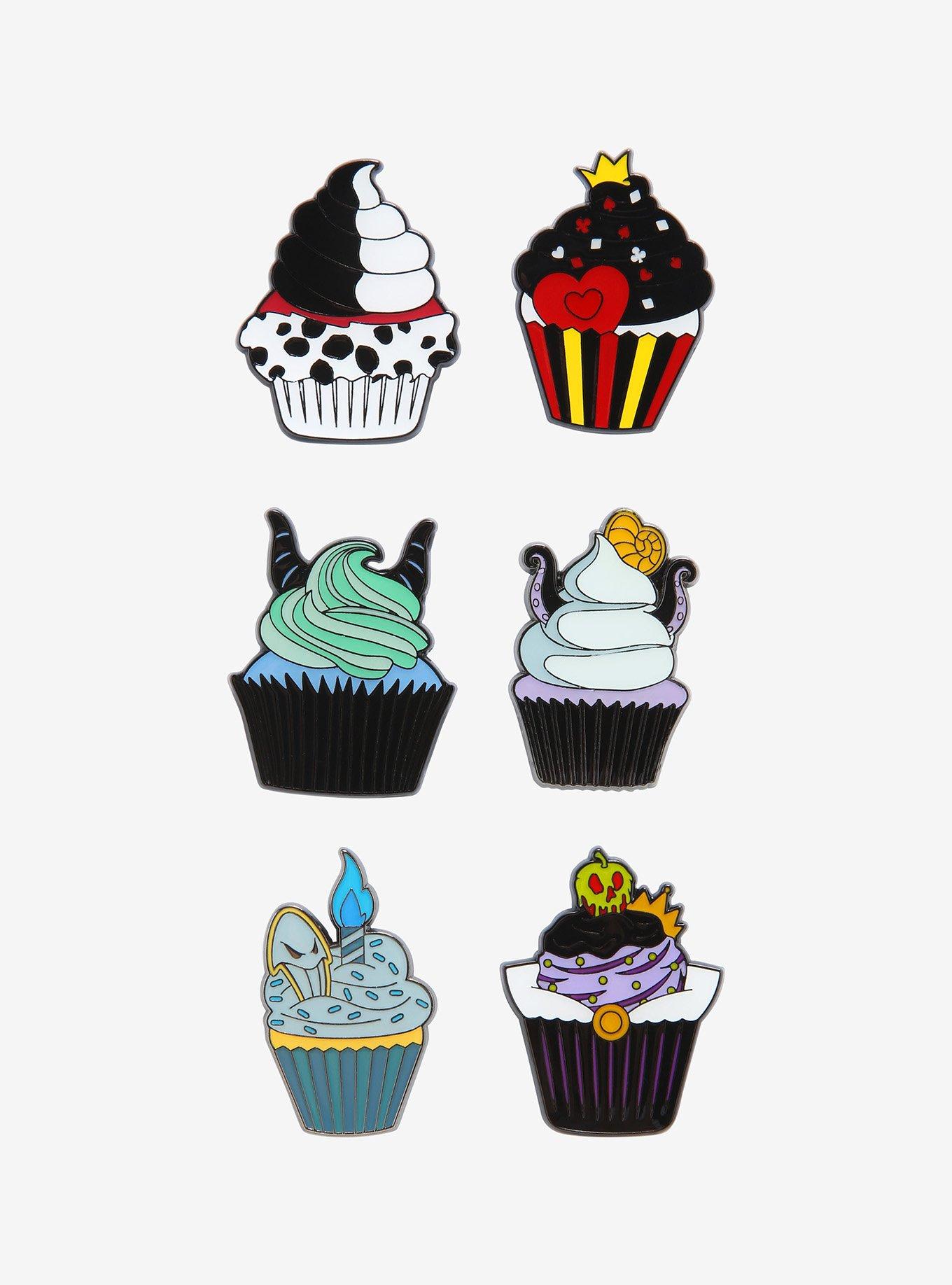 Loungefly Disney Villains Cupcake Blind Box Enamel Pins, , hi-res