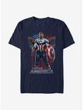 Marvel The Falcon And The Winter Soldier Captain America Costume Logo T-Shirt, NAVY, hi-res