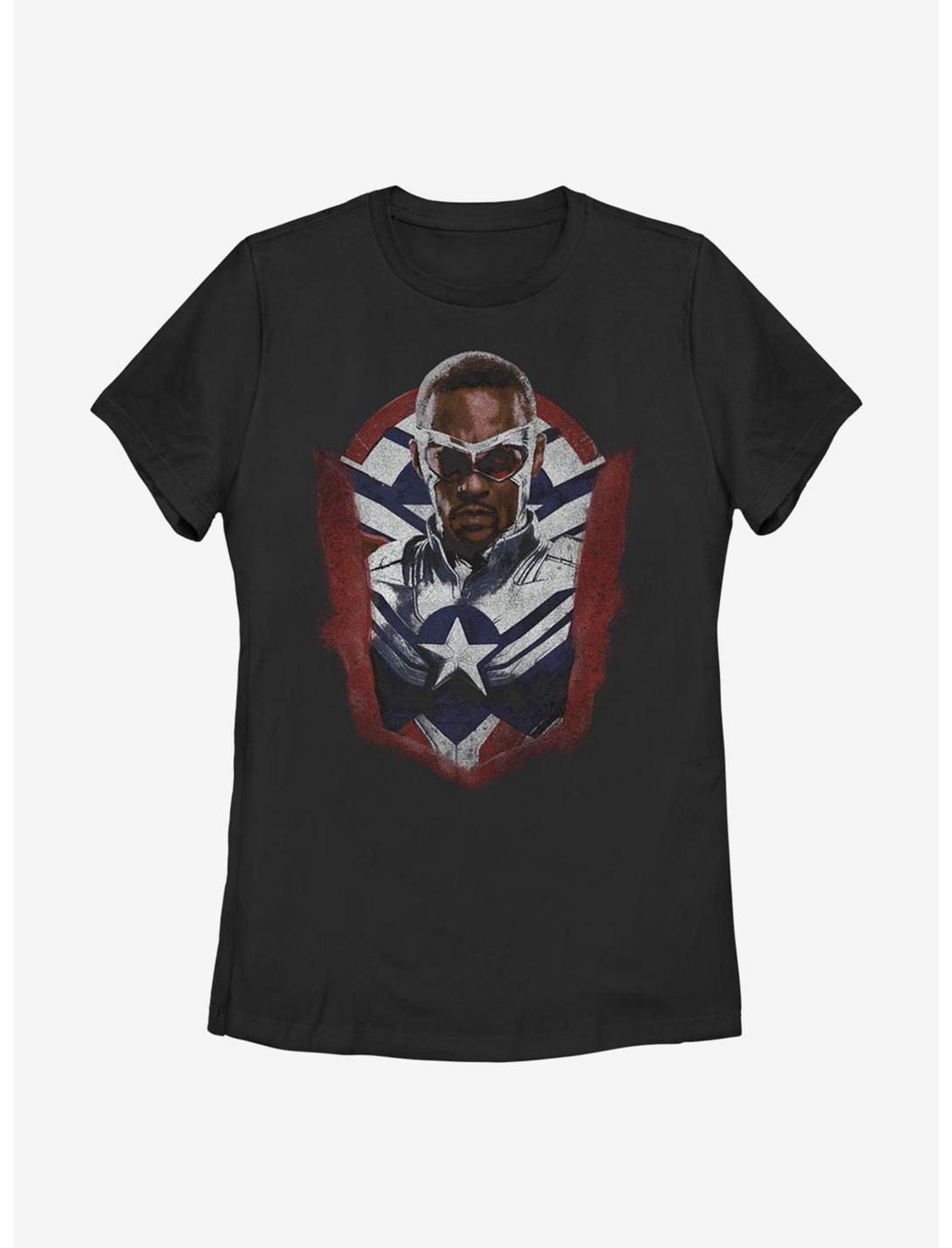 Marvel The Falcon And The Winter Soldier Meet Captain America Womens T-Shirt, BLACK, hi-res