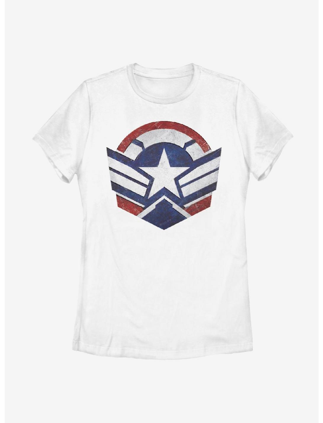Marvel The Falcon And The Winter Soldier Captain America Symbol Womens T-Shirt, WHITE, hi-res