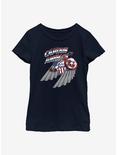Marvel The Falcon And The Winter Soldier Shield Star Youth Girls T-Shirt, NAVY, hi-res