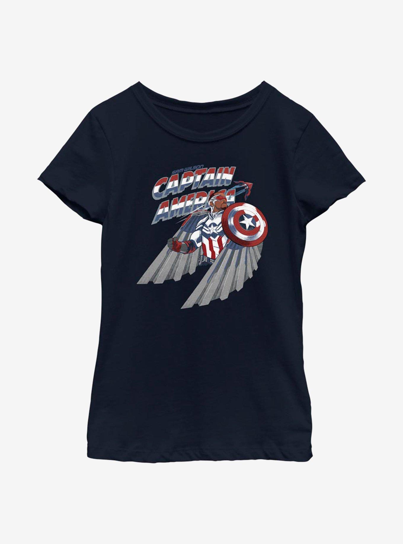 Marvel The Falcon And The Winter Soldier Shield Star Youth Girls T-Shirt, , hi-res