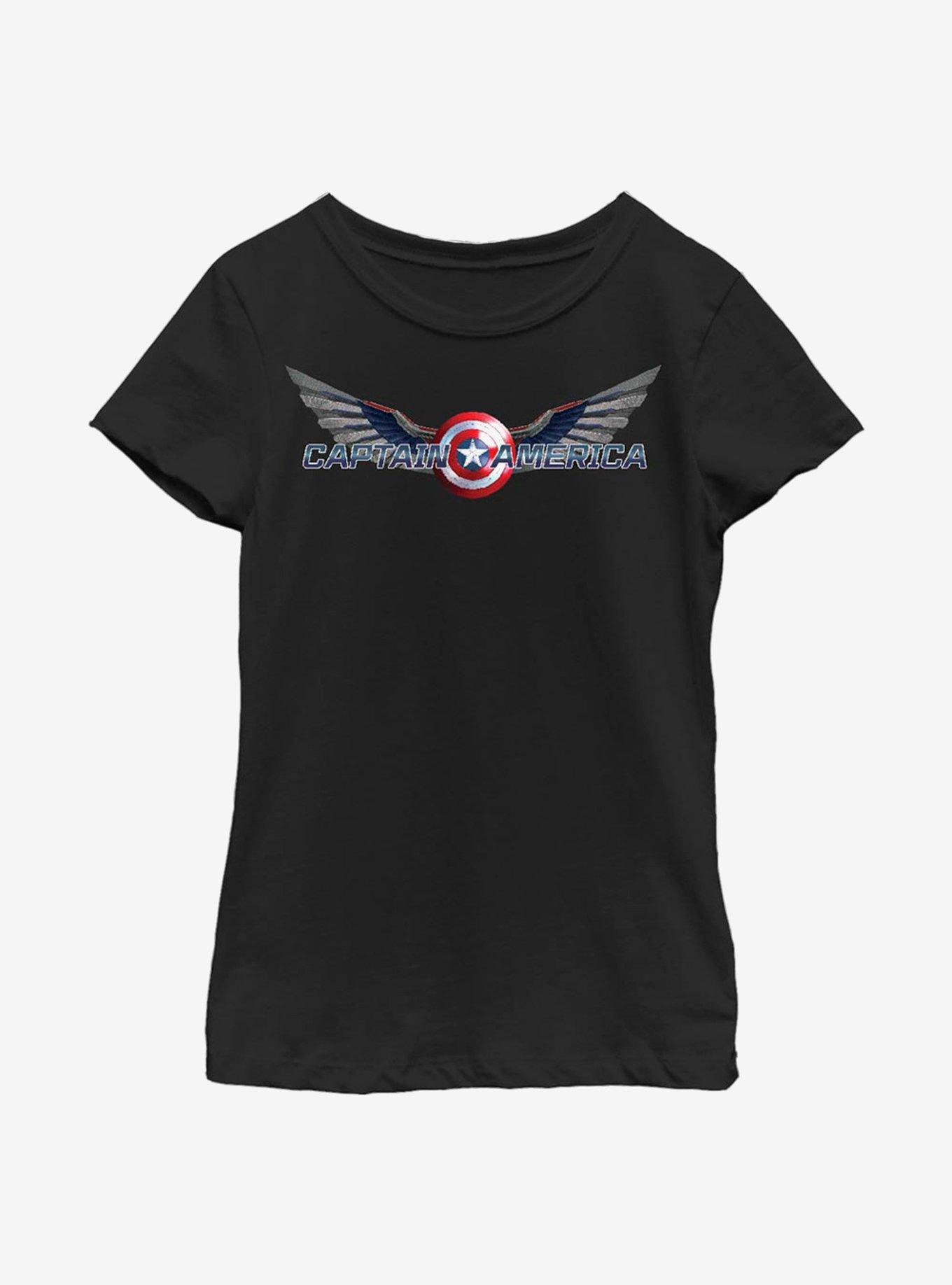 Marvel The Falcon And The Winter Soldier Captain America Symbol Youth Girls T-Shirt, , hi-res