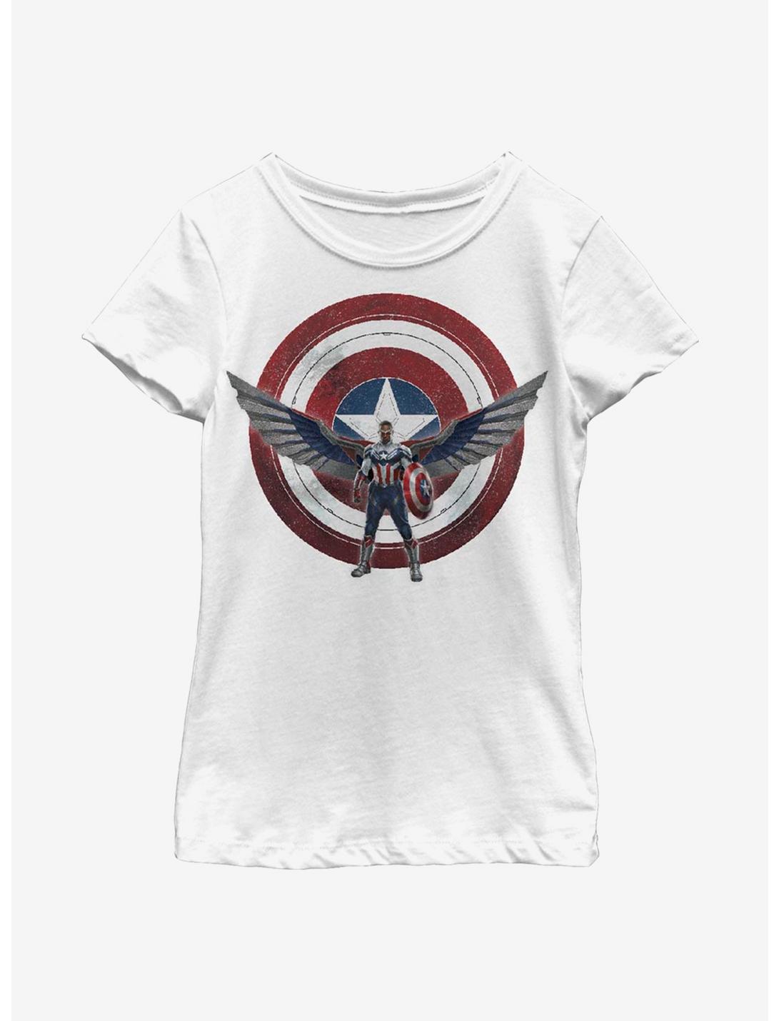 Marvel The Falcon And The Winter Soldier Sam Captain America Youth Girls T-Shirt, WHITE, hi-res