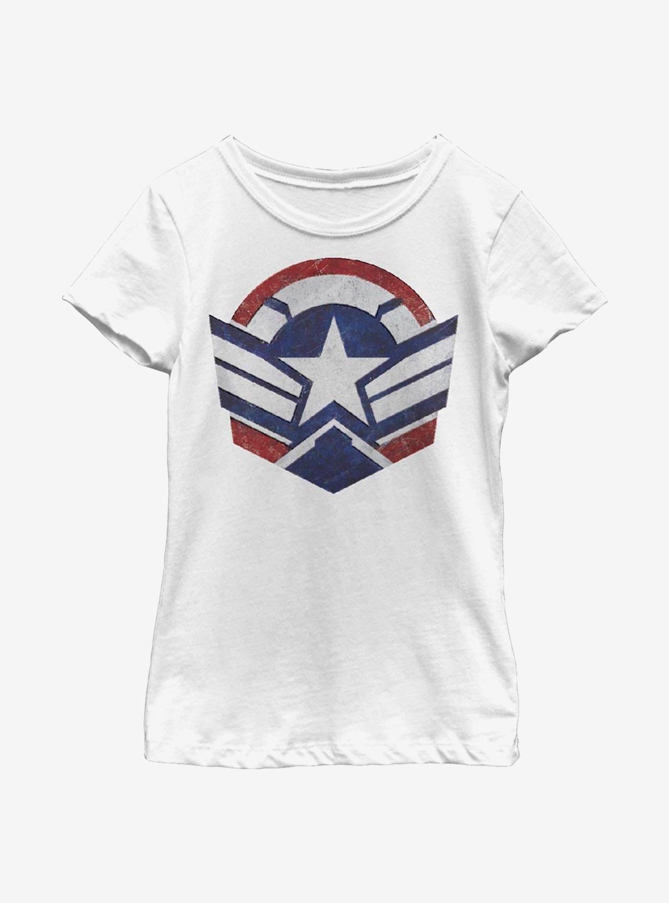 Marvel The Falcon And The Winter Soldier Captain America Symbol Youth Girls T-Shirt, , hi-res