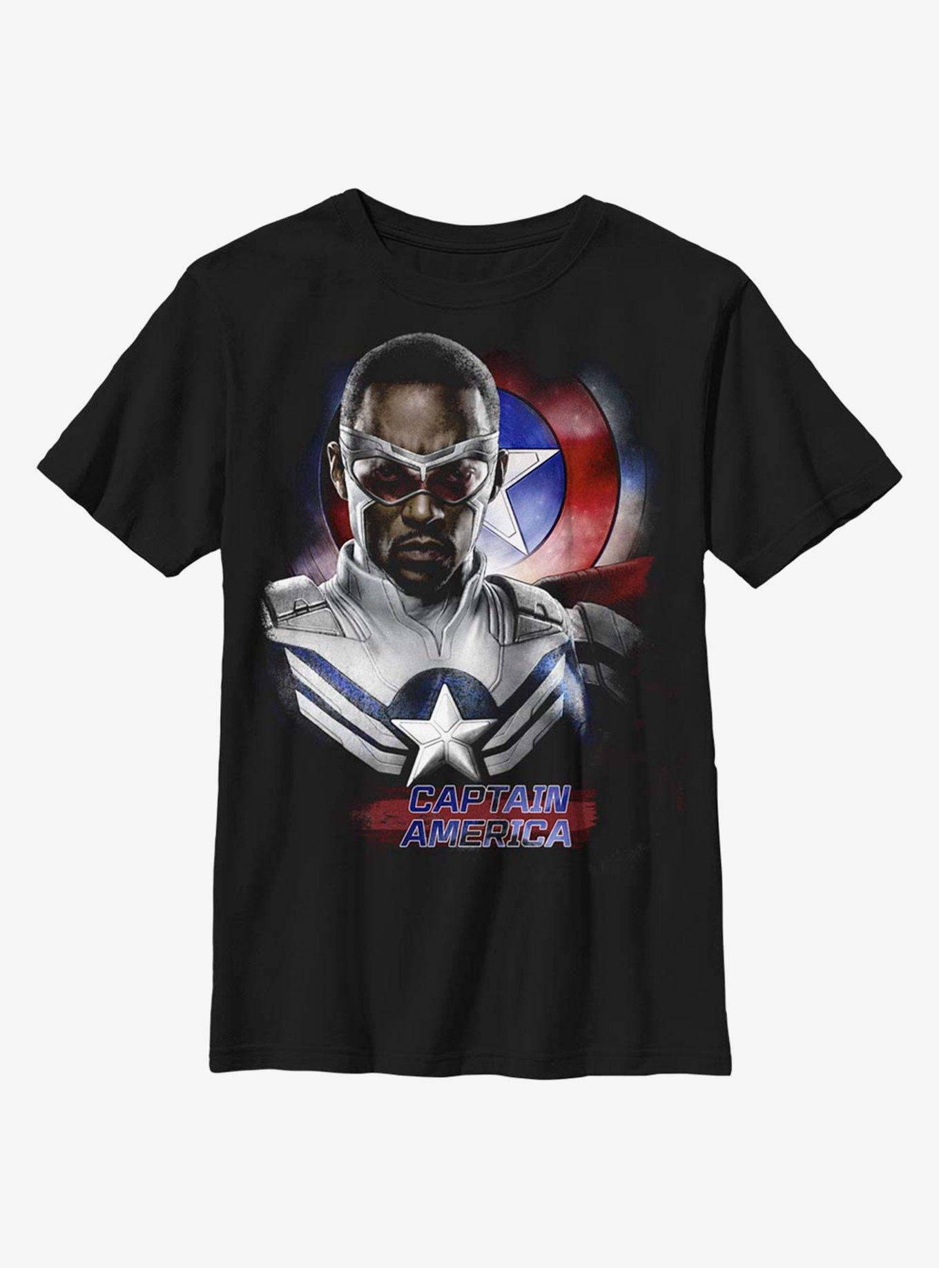 Marvel The Falcon And The Winter Soldier Sam Captain America Youth T-Shirt, BLACK, hi-res