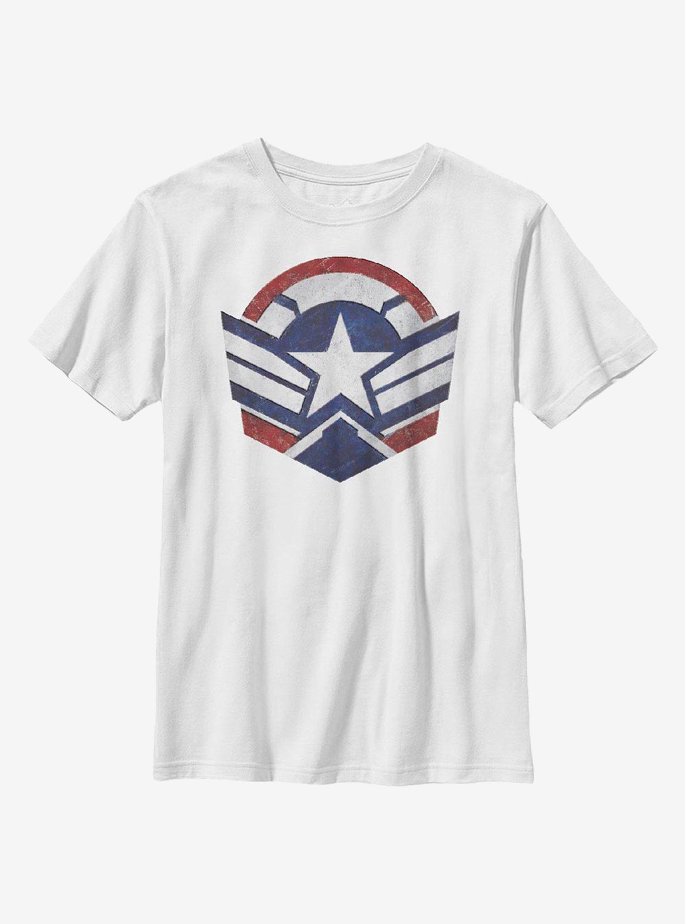 Marvel The Falcon And The Winter Soldier Captain America Symbol Youth T-Shirt, , hi-res
