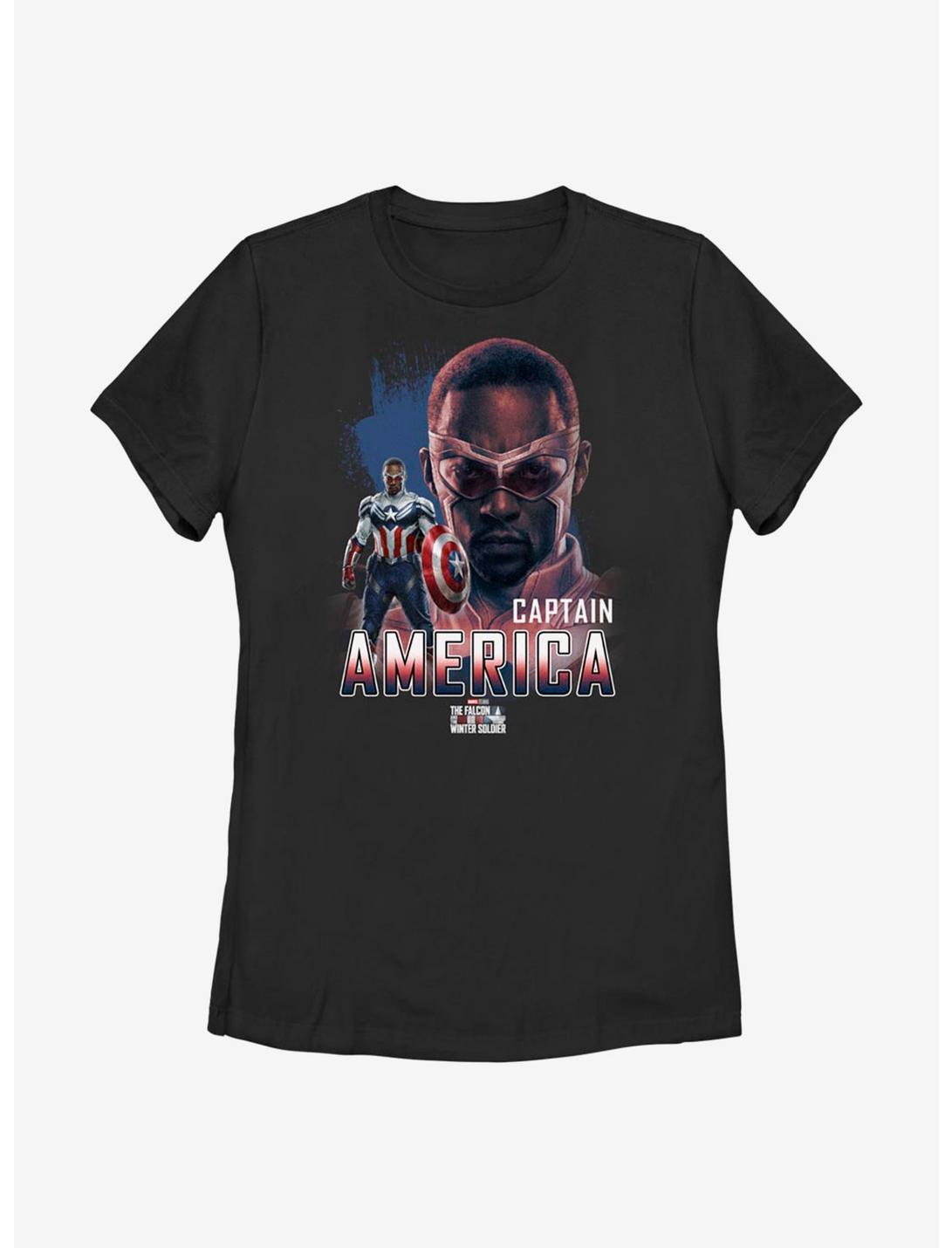 Marvel The Falcon And The Winter Soldier Meet Captain America Womens T-Shirt, BLACK, hi-res