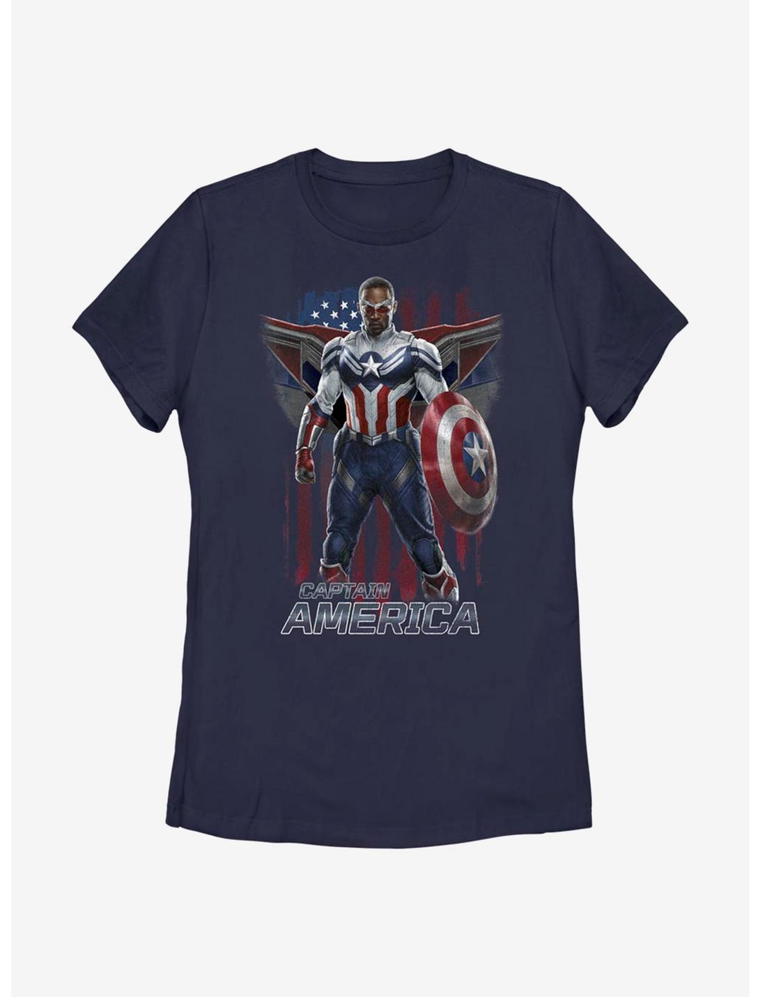 Marvel The Falcon And The Winter Soldier Captain America Costume Womens T-Shirt, NAVY, hi-res