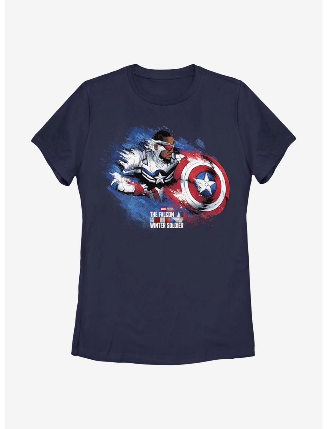 Marvel The Falcon And The Winter Soldier Captain America Sam Womens T-Shirt, NAVY, hi-res