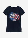 Marvel The Falcon And The Winter Soldier Captain America Sam Youth Girls T-Shirt, NAVY, hi-res