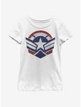 Marvel The Falcon And The Winter Soldier Captain America Symbol Youth Girls T-Shirt, WHITE, hi-res