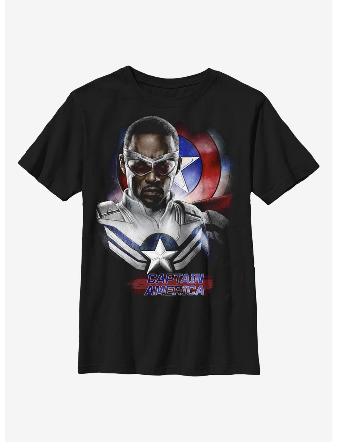 Marvel The Falcon And The Winter Soldier Sam Captain America Youth T-Shirt, BLACK, hi-res