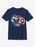 Marvel The Falcon And The Winter Soldier Captain America Sam Youth T-Shirt, NAVY, hi-res