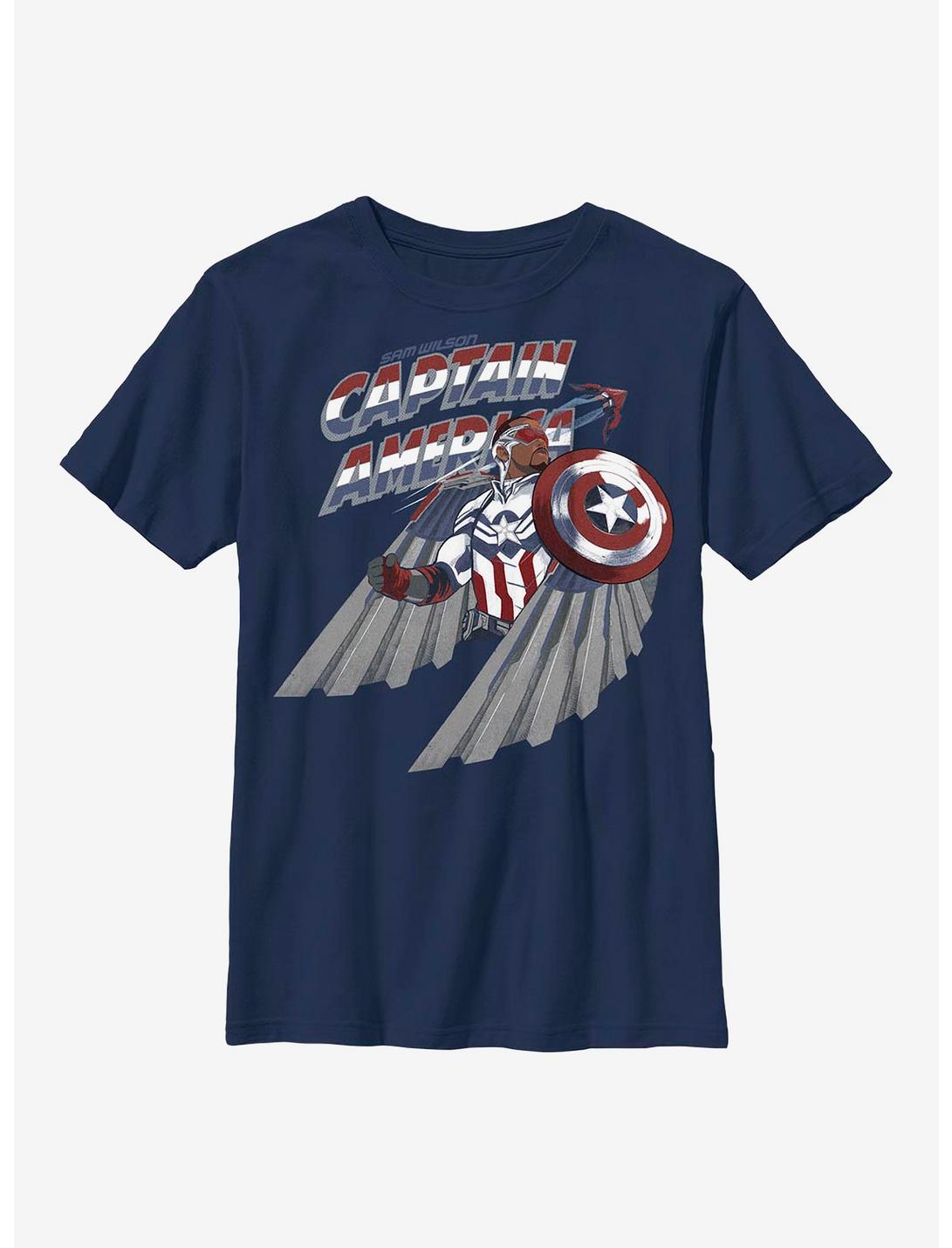 Marvel The Falcon And The Winter Soldier Shield Star Youth T-Shirt, NAVY, hi-res