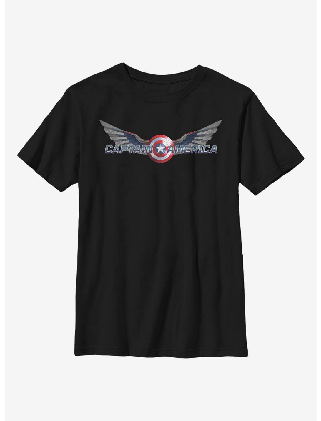Marvel The Falcon And The Winter Soldier Captain America Symbol Youth T-Shirt, BLACK, hi-res