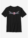 Marvel The Falcon And The Winter Soldier Captain America Symbol Youth T-Shirt, BLACK, hi-res