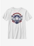 Marvel The Falcon And The Winter Soldier Captain America Symbol Youth T-Shirt, WHITE, hi-res