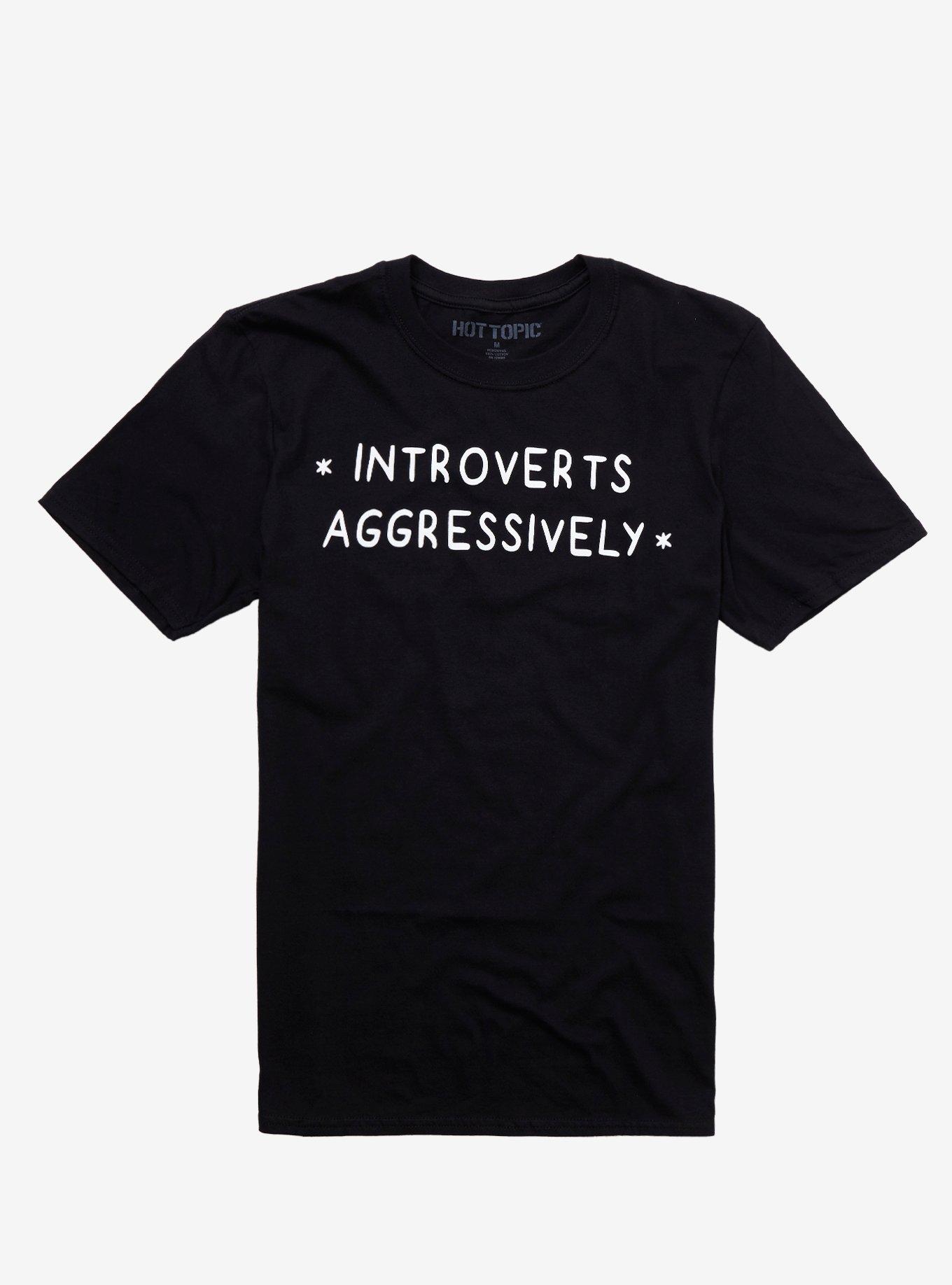 Introverts Aggressively T-Shirt, BLACK, hi-res