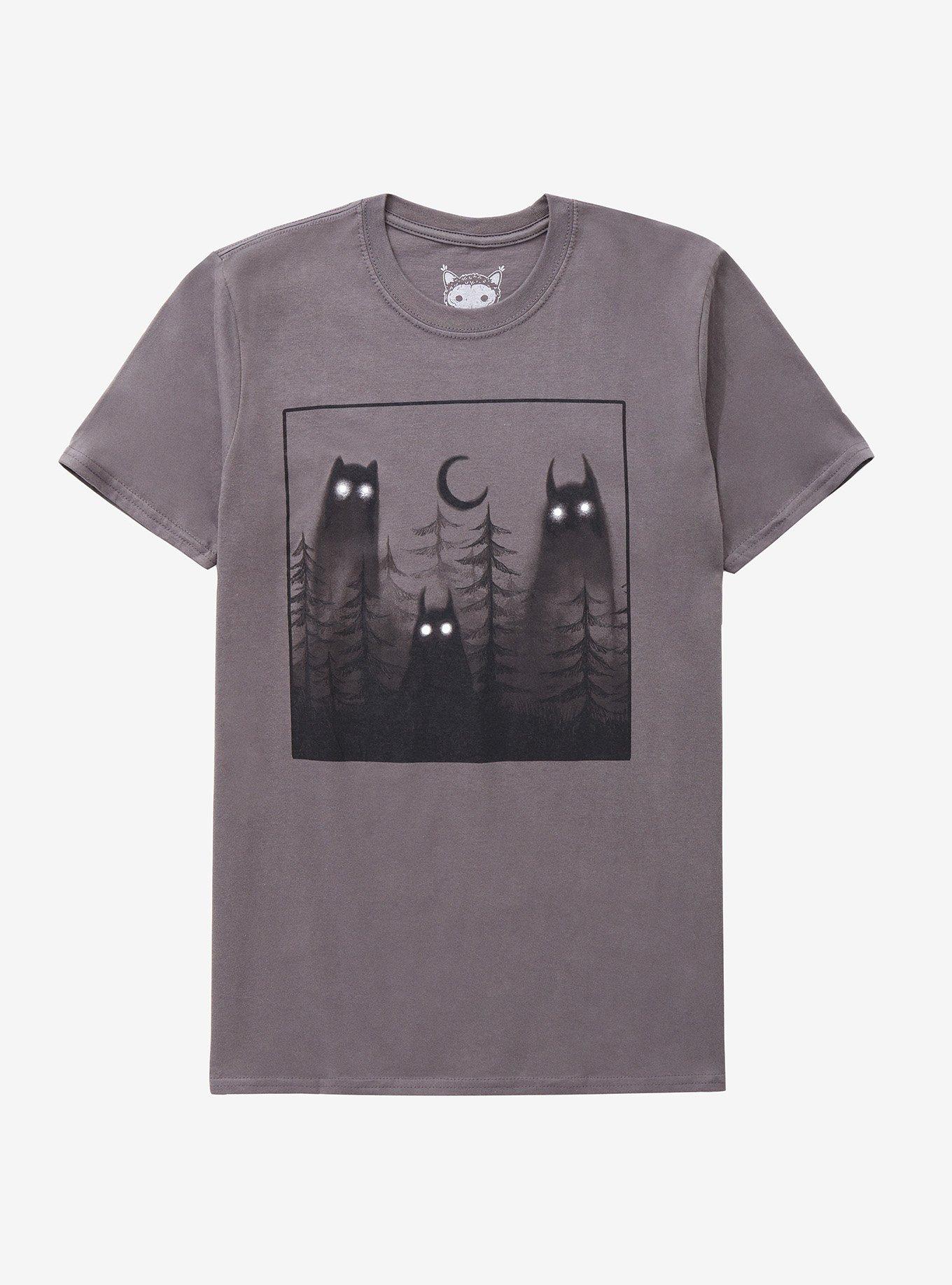 Glowing Eyes Forest Creatures T-Shirt By Guild Of Calamity, GREY, hi-res