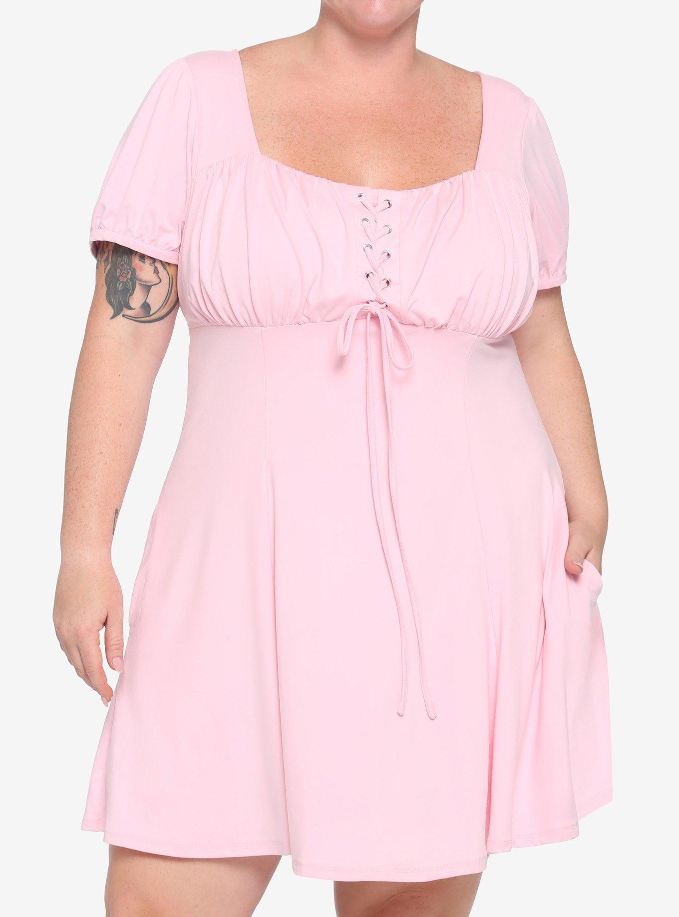 Pastel pink plus size dress best sale