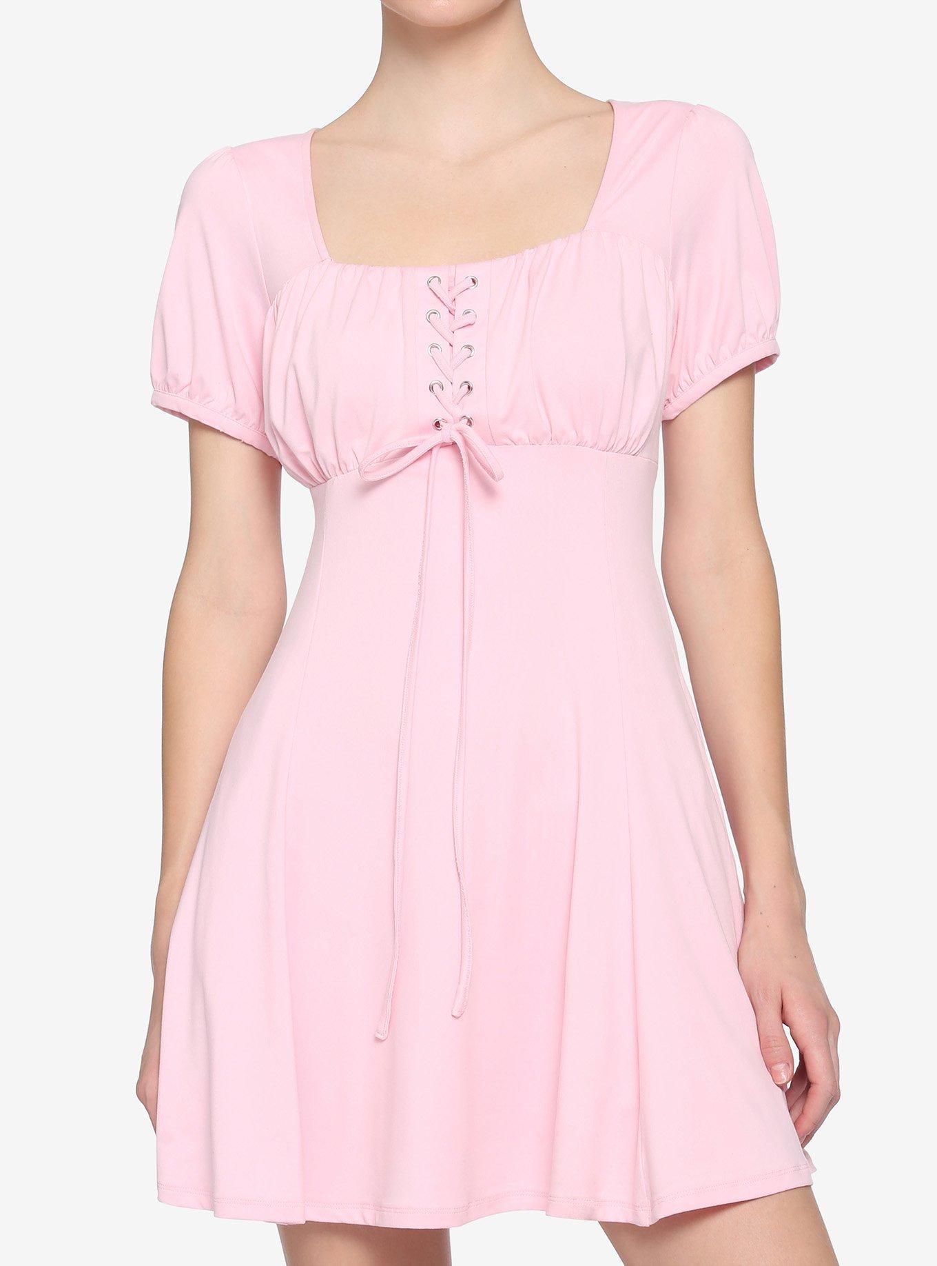 Pastel Pink Empire Dress, PINK, hi-res