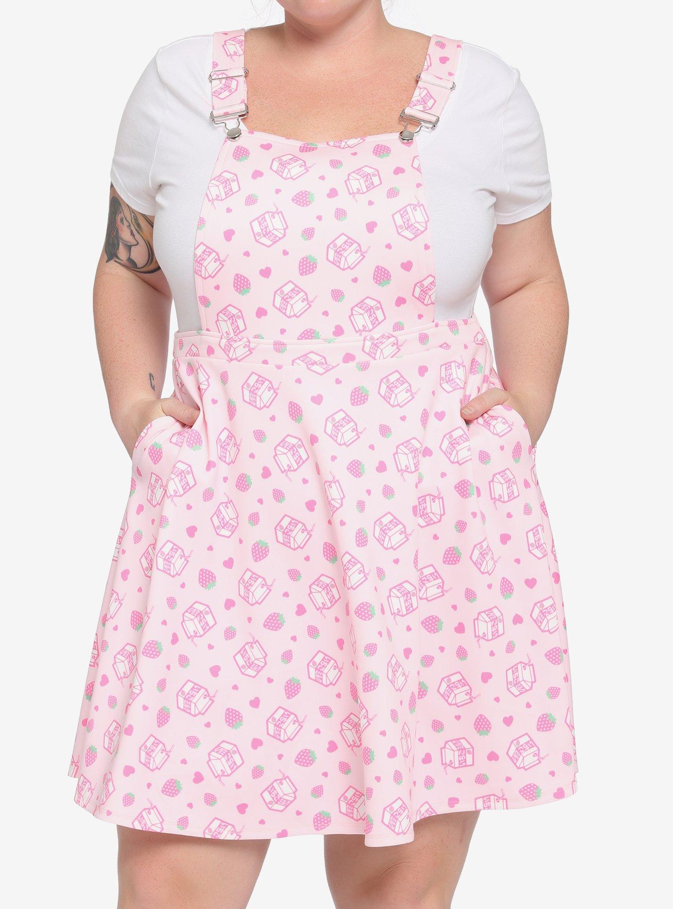 Strawberry Milk Skirtall Plus Size, PINK, hi-res