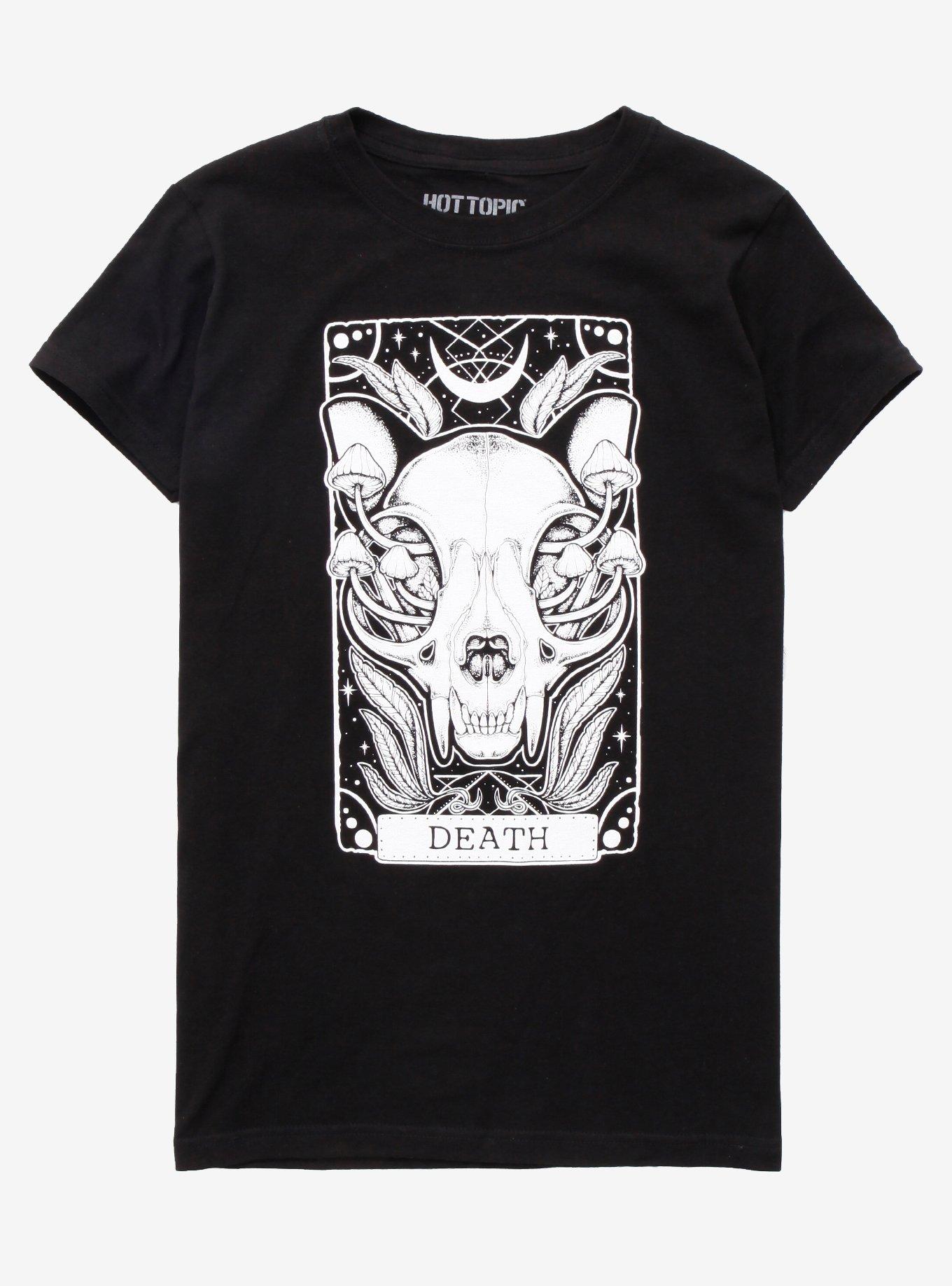Mushroom Cat Skull Tarot Girls T-Shirt, MULTI, hi-res